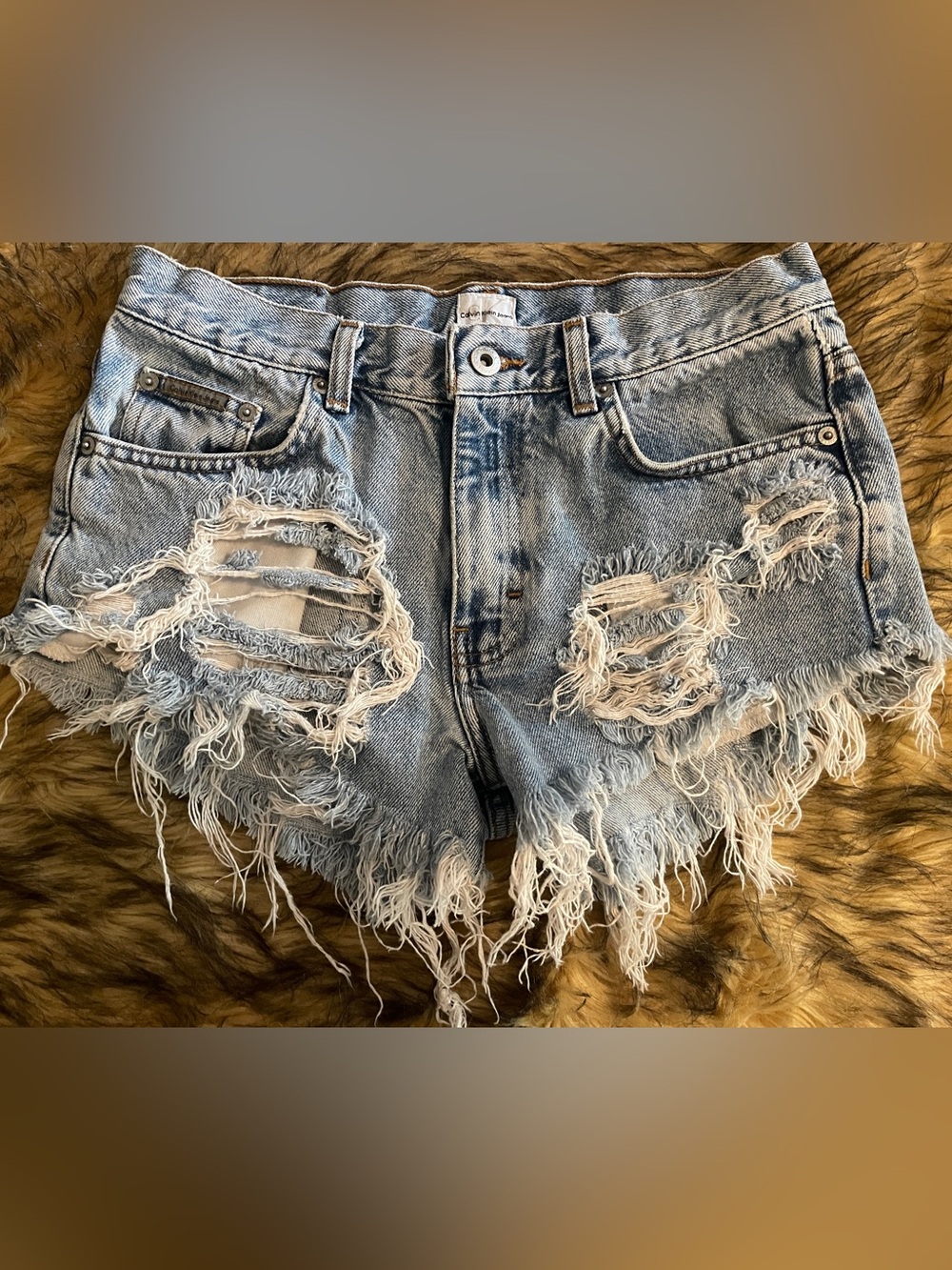 Calvin Klein Vintage Ripped Denim Shorts 5